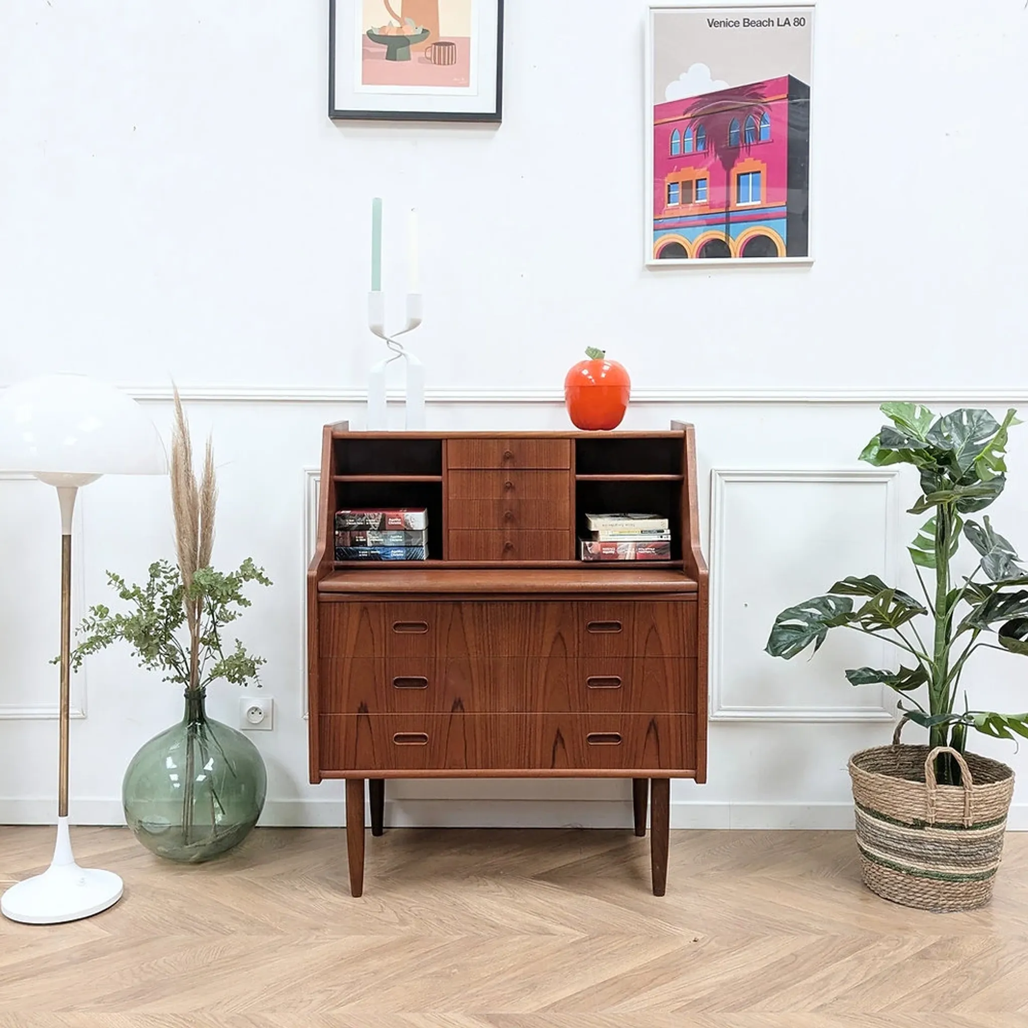 Vintage Danish teak secretary, 1960s.