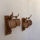 Vintage pair of rattan wall lights, France, 1950.
