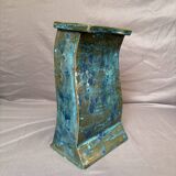 Vintage Modern Brutalist Blue Green Ceramic Vase Germany