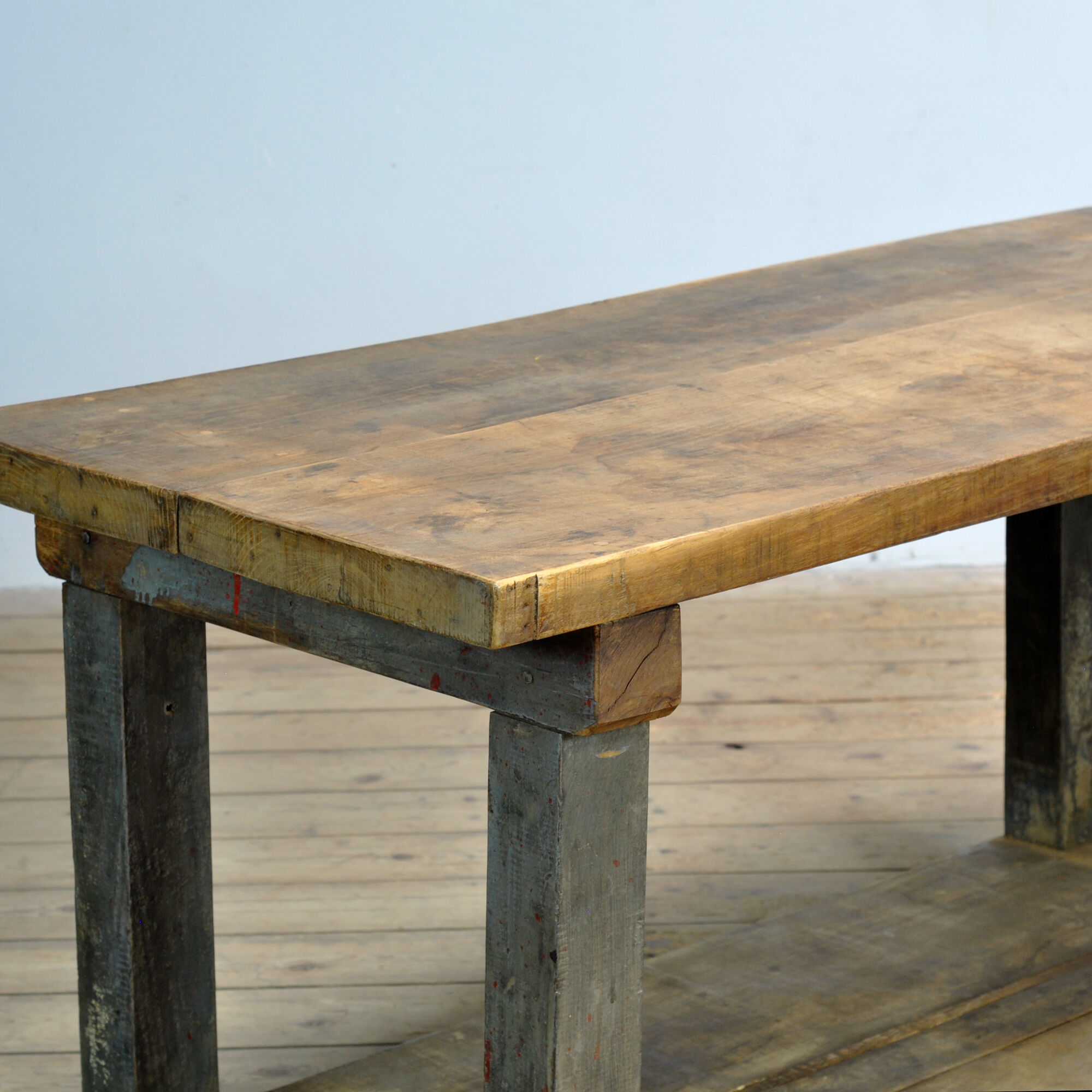 Industrial oak work table, circa 1950