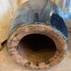 Varnished ceramic pouf chinese style blue tones interior or exterior