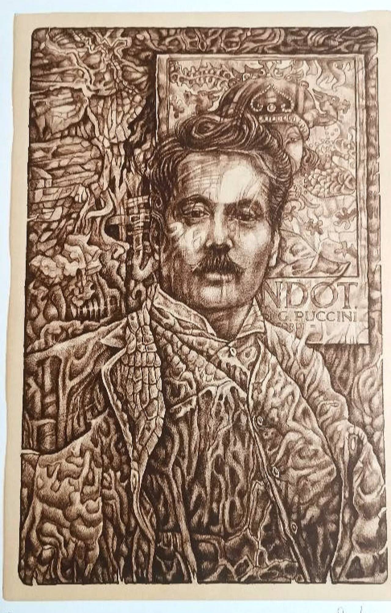 Portrait of Puccini, lithograph, late 20th century