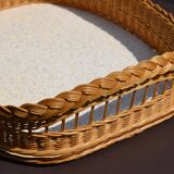 Large original tray in vintage woven rattan