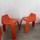 Table and 4 chairs in orange fiberglass design from the 70s Patrick Gingembre Paulus edition