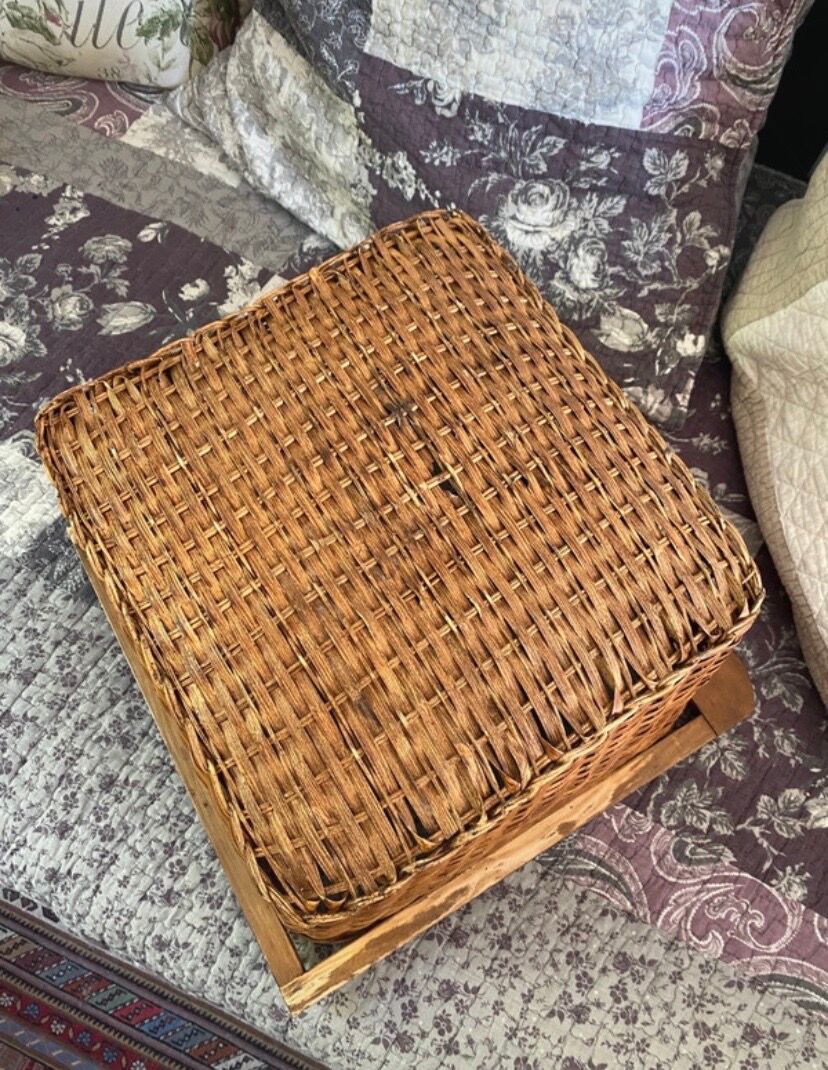 Wood and wicker basket