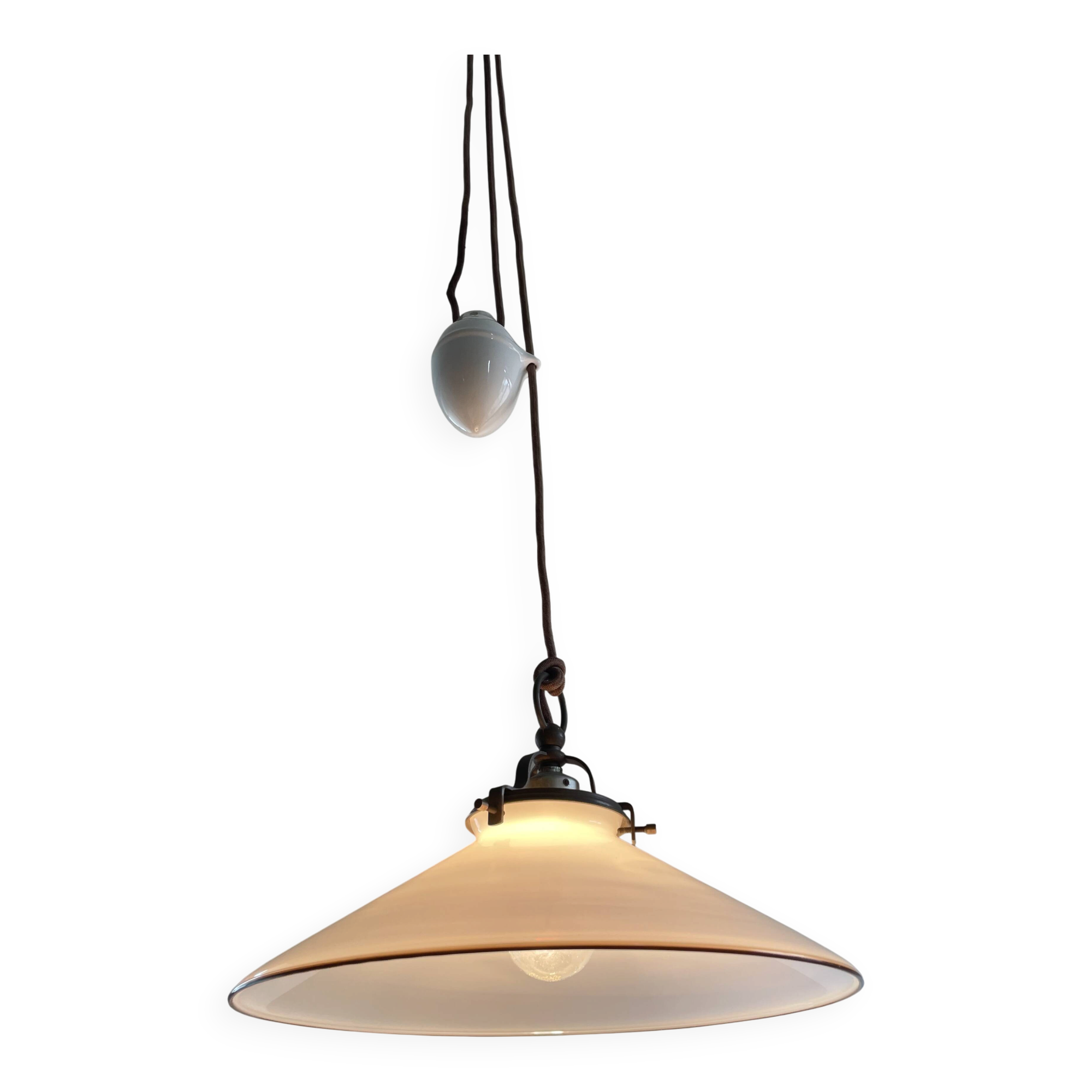 Art Deco porcelain and glass pendant light