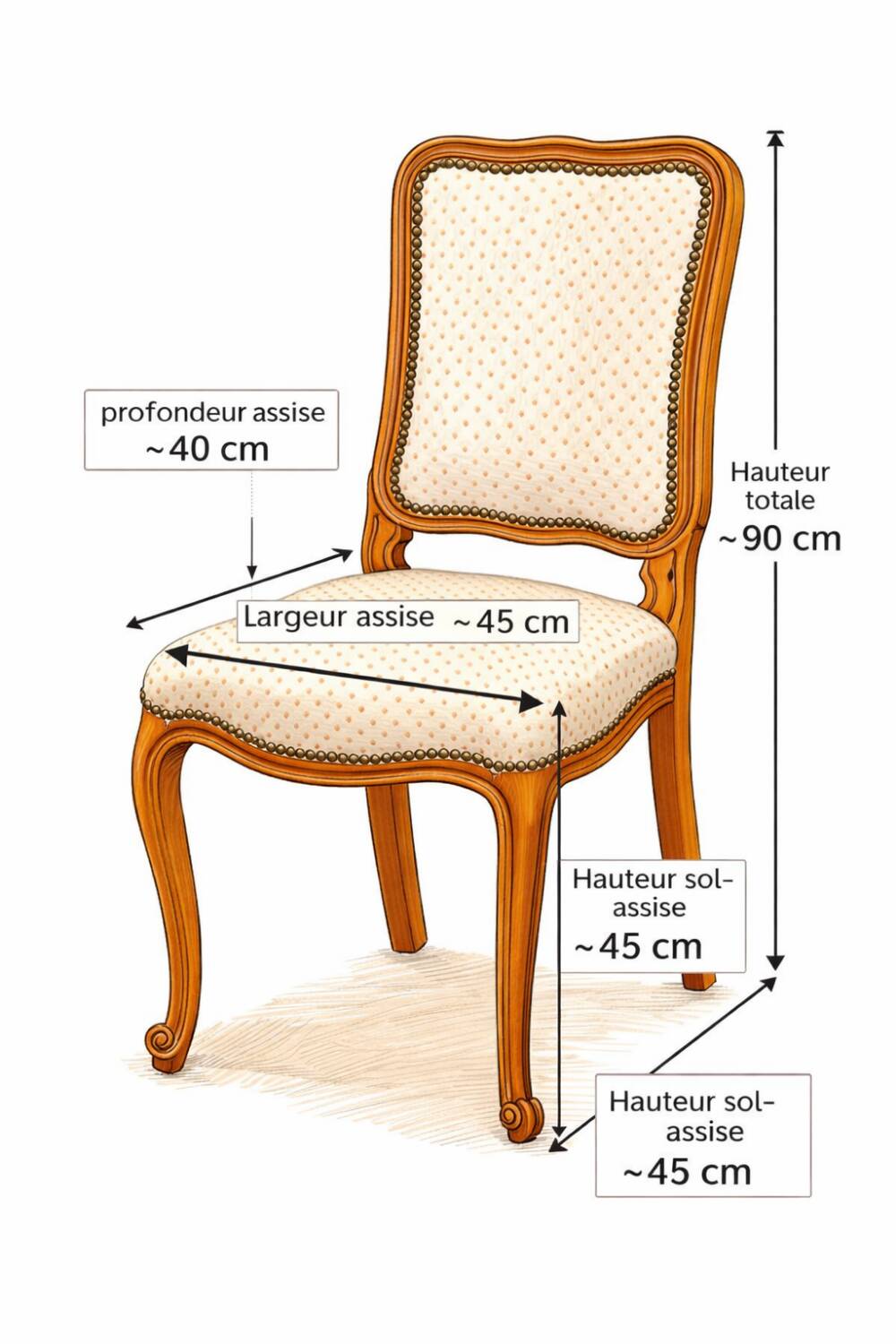 Lot de 4 Chaises Vintage Style Louis XV / Louis Philippe