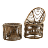 Rattan and bamboo set, set of 2