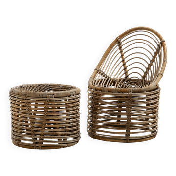 Rattan and bamboo set, Set of 2