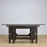 Coffee Table Of Cast Iron And Glass Top
