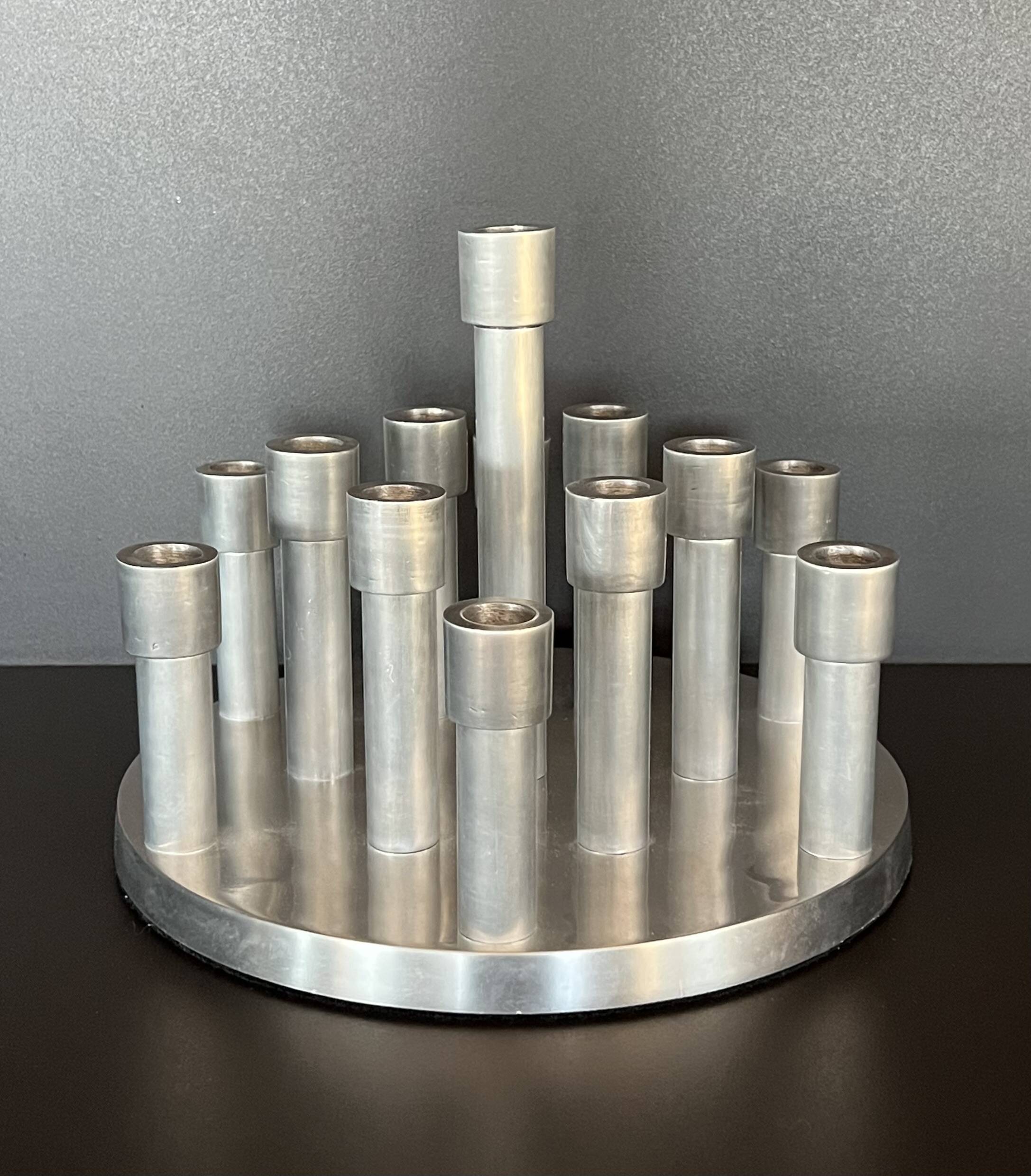 Aluminium candle holders for 13 candles, 1970s.