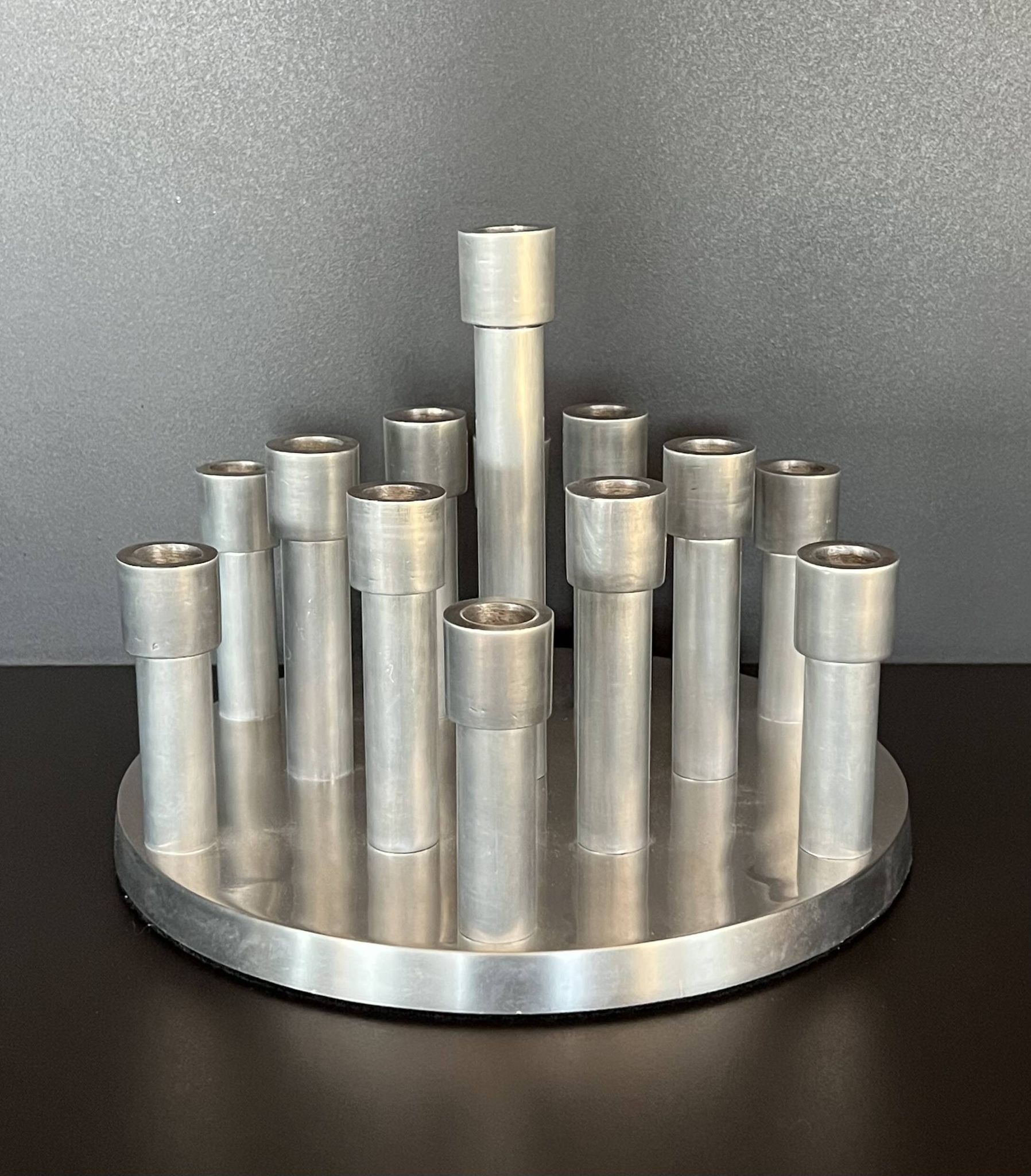 Aluminium candle holders for 13 candles, 1970s.