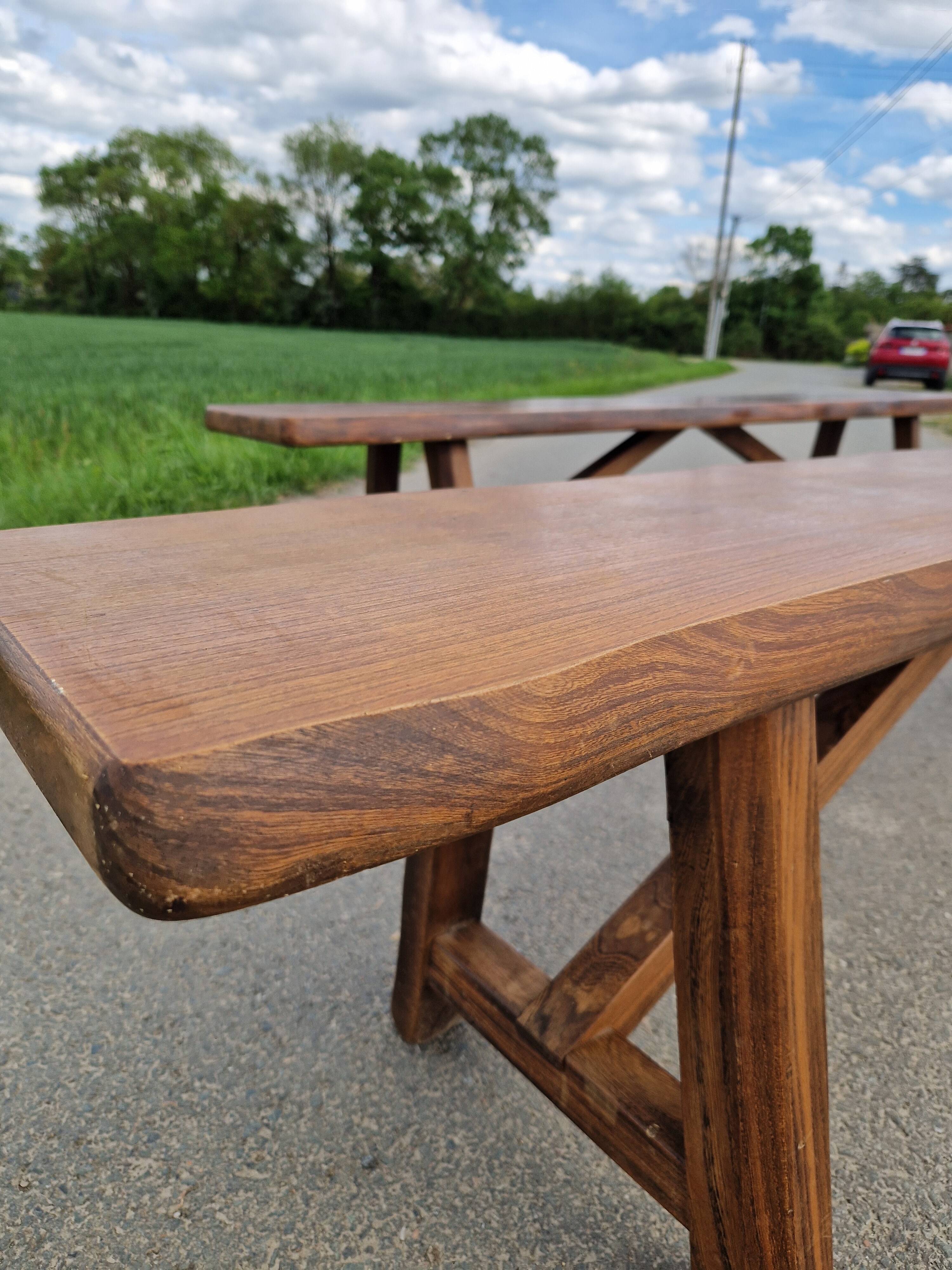 Lot de 2 bancs en orme massif par Aranjou