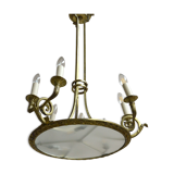 Antique gilded bronze empire chandelier original professionally rewired light