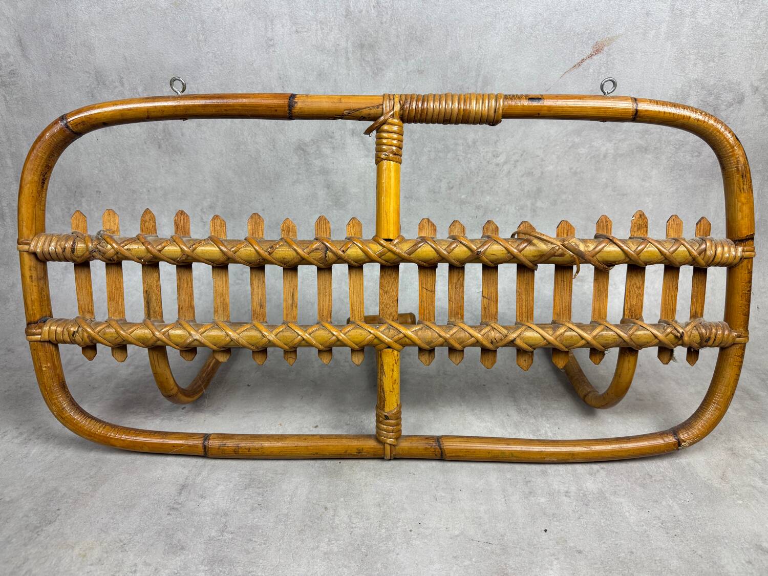 1960s Italian Rattan Coat Rack