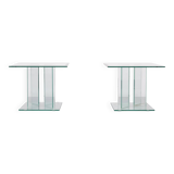 Pair of full Glass side tables or Sofa tables 1980s
