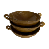 Produit BHV 3 bols jaunes à anses en terre vernissée de Biot 1950