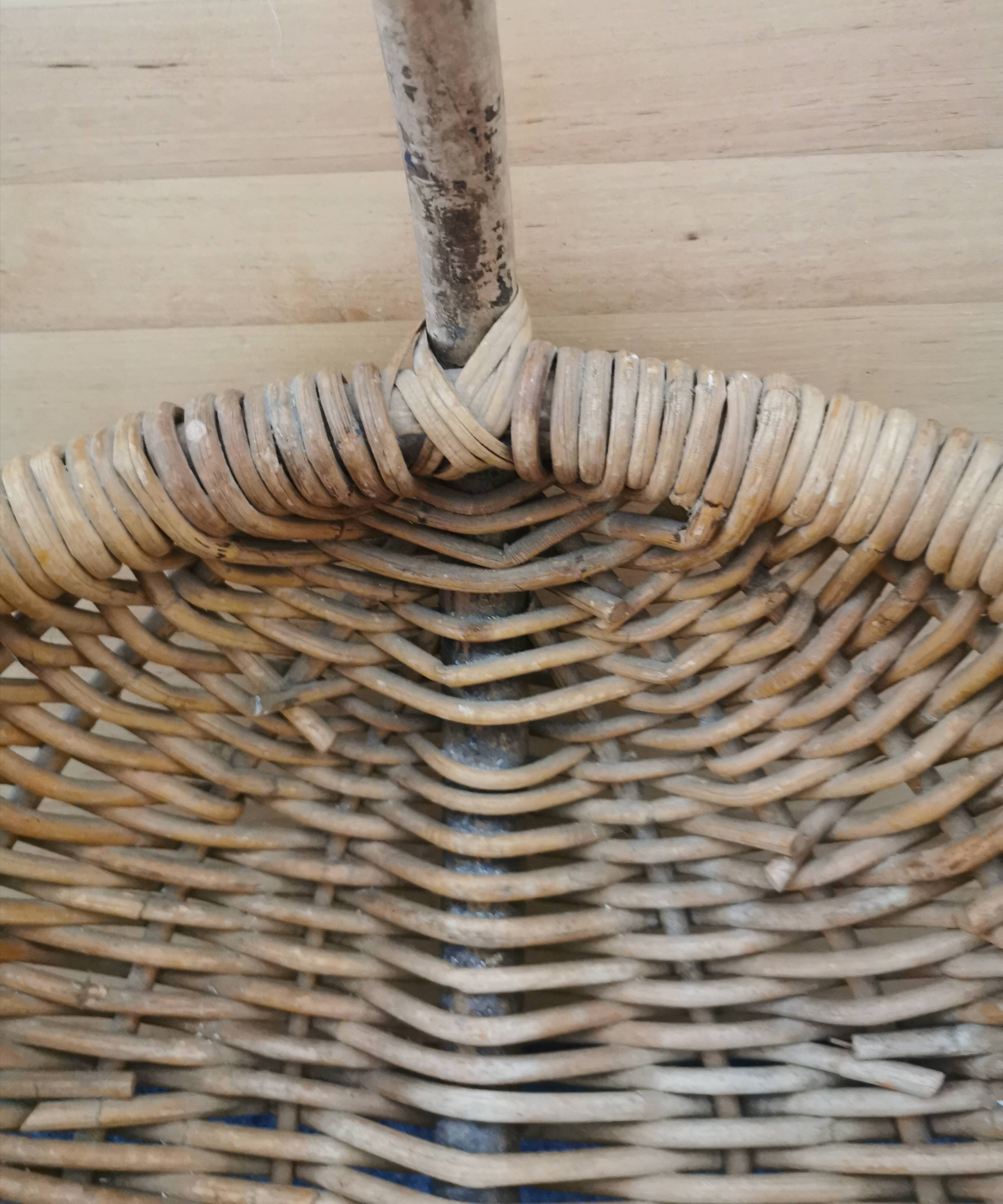Large vintage basket braided wicker