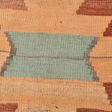 Vintage Kilim Rug, Geometric Zigzag Pattern in Earthy & Pastel Tones