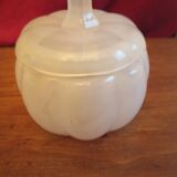 Candy box or glass sugar bowl in the shape of a white pumpkin