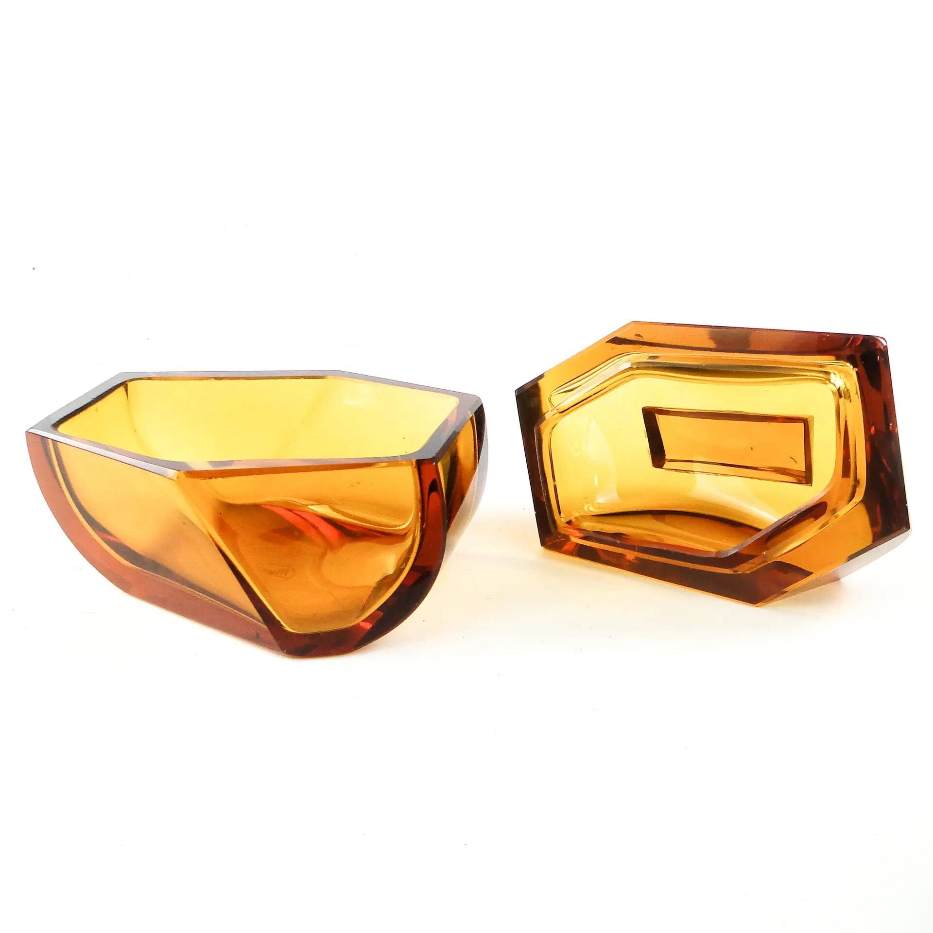Art Deco bonbonniere, crystal, Moser, Bohemia, Czechoslovakia, 1930s