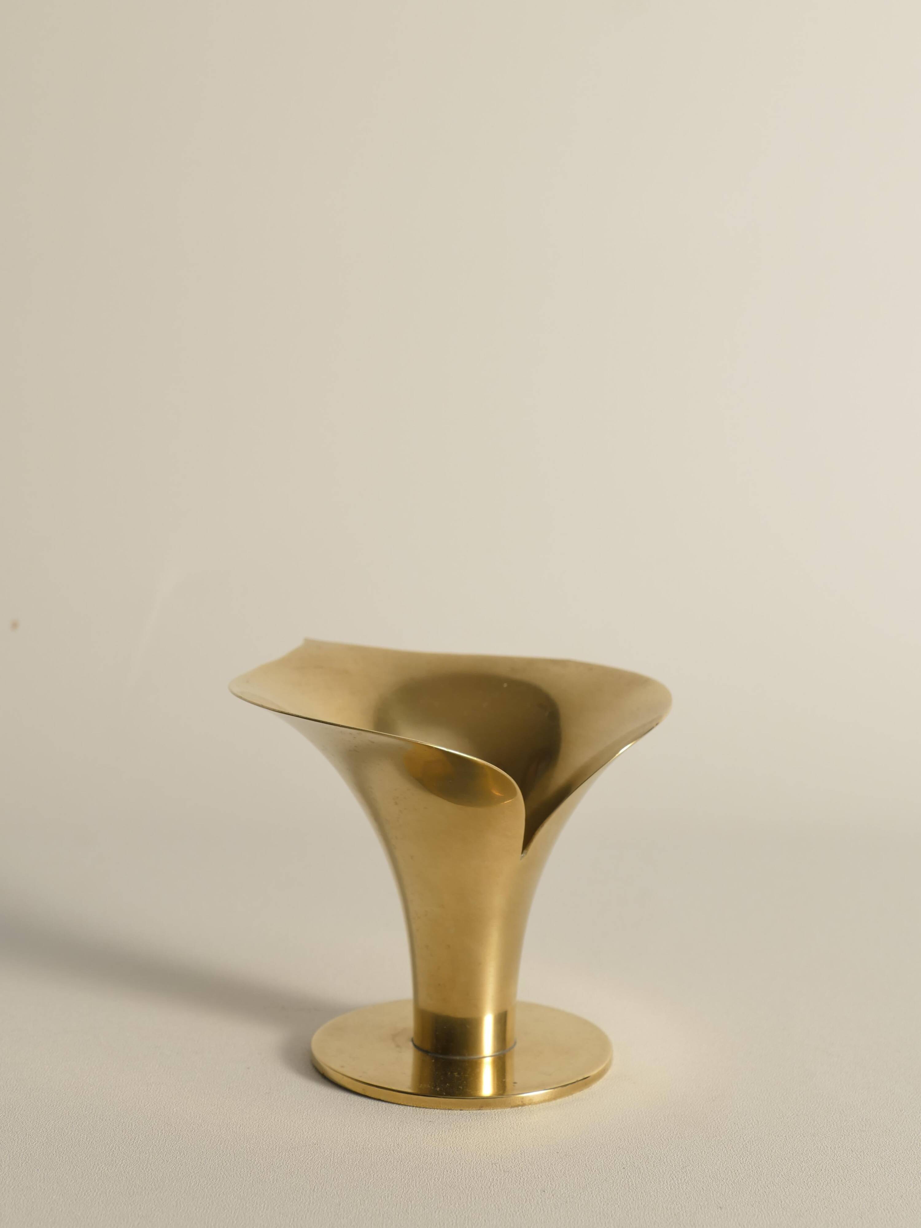 Art Deco Brass Calla Lily Candle Holder by Carl-Einar Borgström for Ystad-Metall