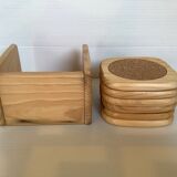 6 Scandinavian wood and cork coasters