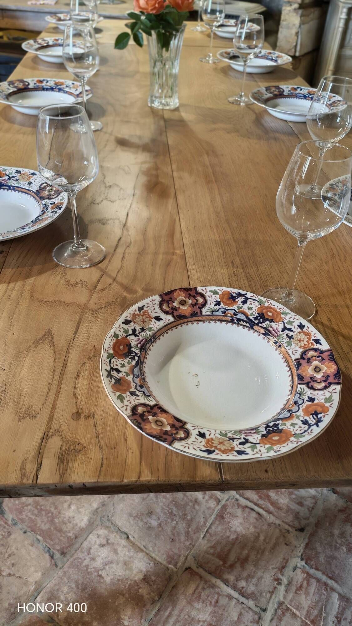 Large authentic farmhouse table made of solid French oak.
