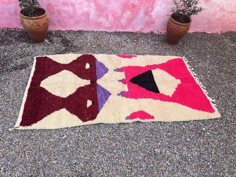 Handmade, multicolored Berber rug in pure wool, size 200 x 300 cm
