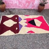Handmade, multicolored Berber rug in pure wool, size 200 x 300 cm