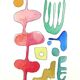 Original abstract painting – coloured organic shapes – 24 x 34 cm