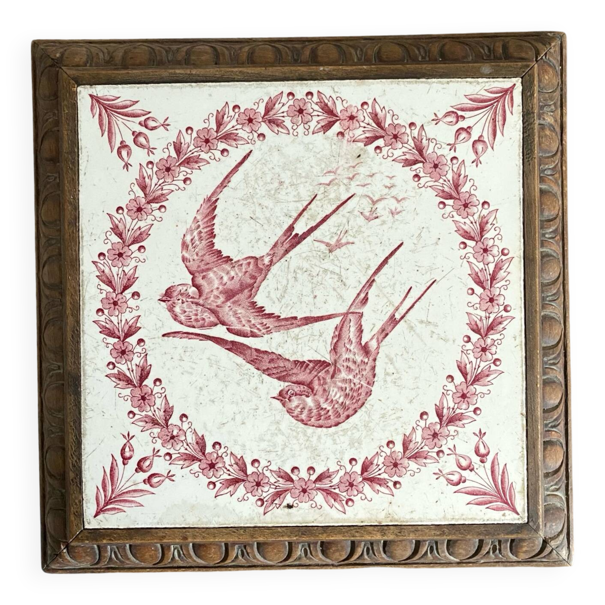 Ironstone trivet with birds