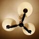 Large Art Deco pendant light in wood and glass, 1930s