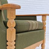 1970s, Danish design, lounge chair in green furniture wool, oak wood