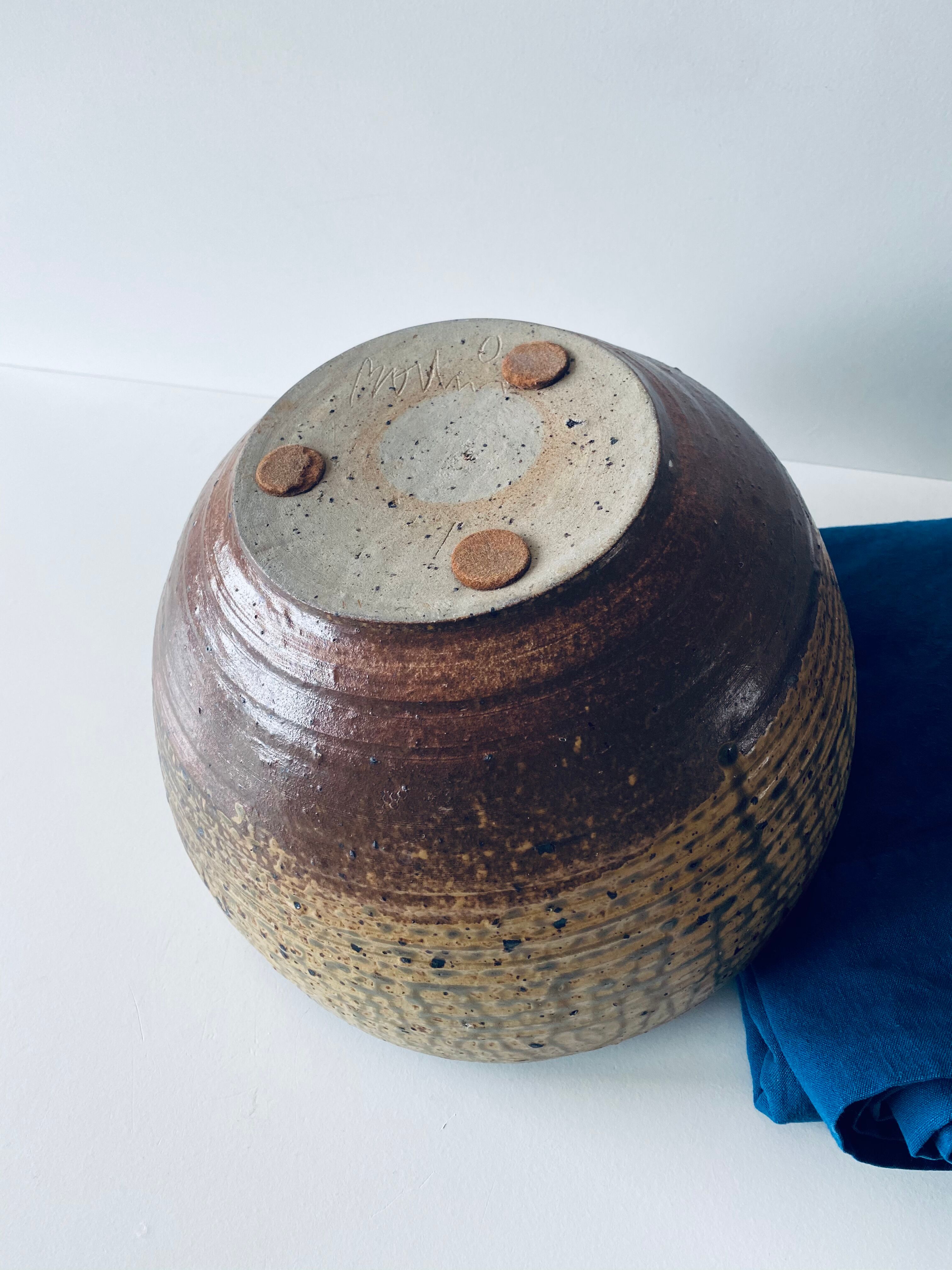 Signed sandstone bowl