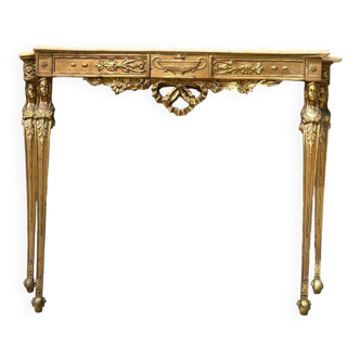Grande console en bois doré et marbre