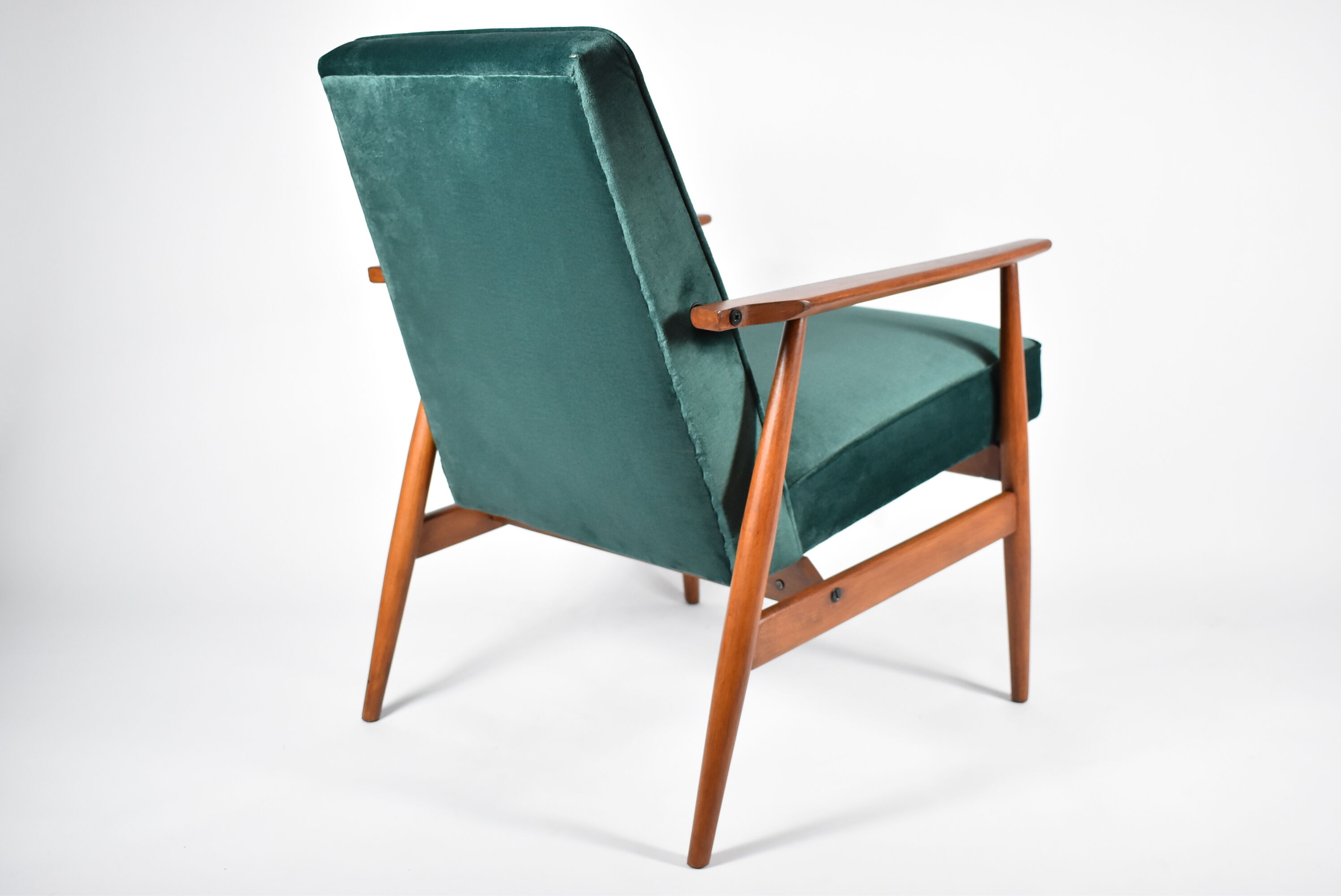 Vintage armchair "Fox" - designer H. Lis, 1970s, green bottle velvet