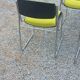 Set of 6 designer chairs with wooden seats and backs, chrome legs.