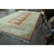 1970s Vintage Turkish Oushak Handmade Wool Cotton Orange Area Rug  198x287