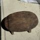 Small stool or small oval side table in solid teak wabi-sabi H24 53