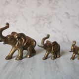 Trio d'éléphants en laiton