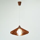 Mid-century wood pendant/drevo humpolec,czechoslovakia,1970's