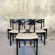 6 black lacquered wooden chairs