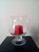 Large glass tempète lamp with candle, 70s