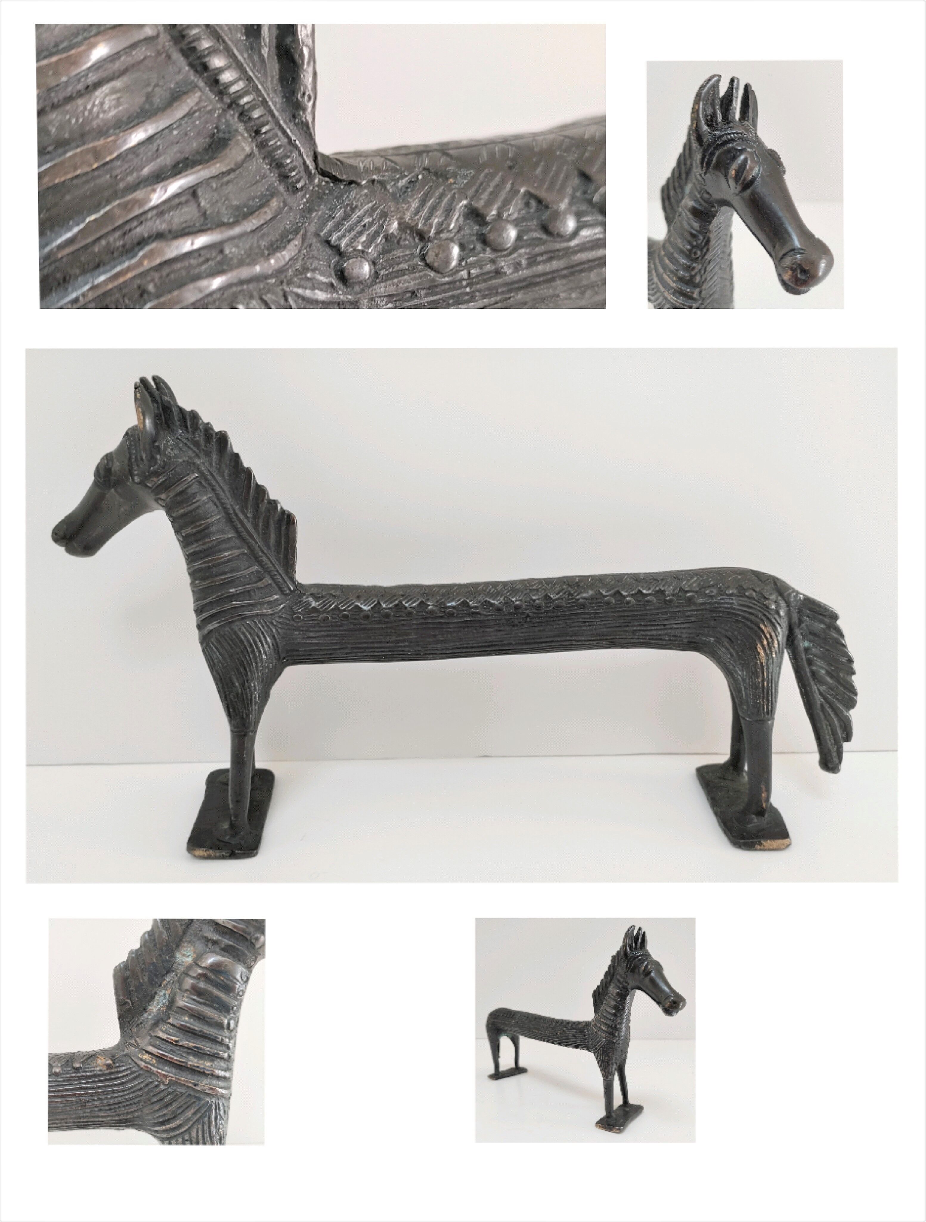 Horse sculptural brass solid patina black design