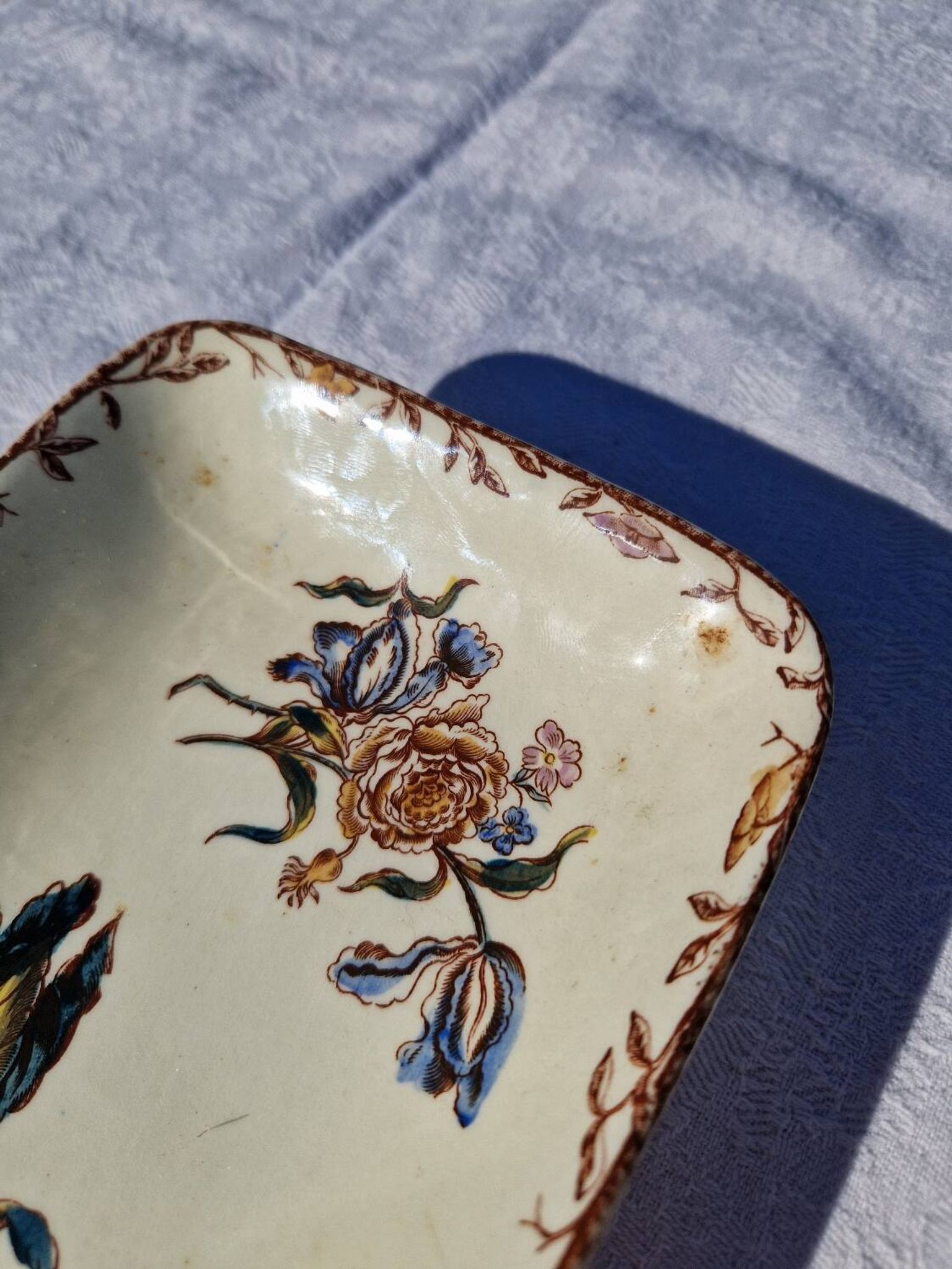 Clairefontaine earthenware plate and fruit bowl set, Saxe model