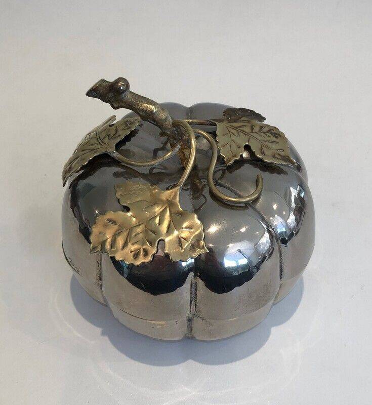 Silver-plated and brass pumpkin ice bucket