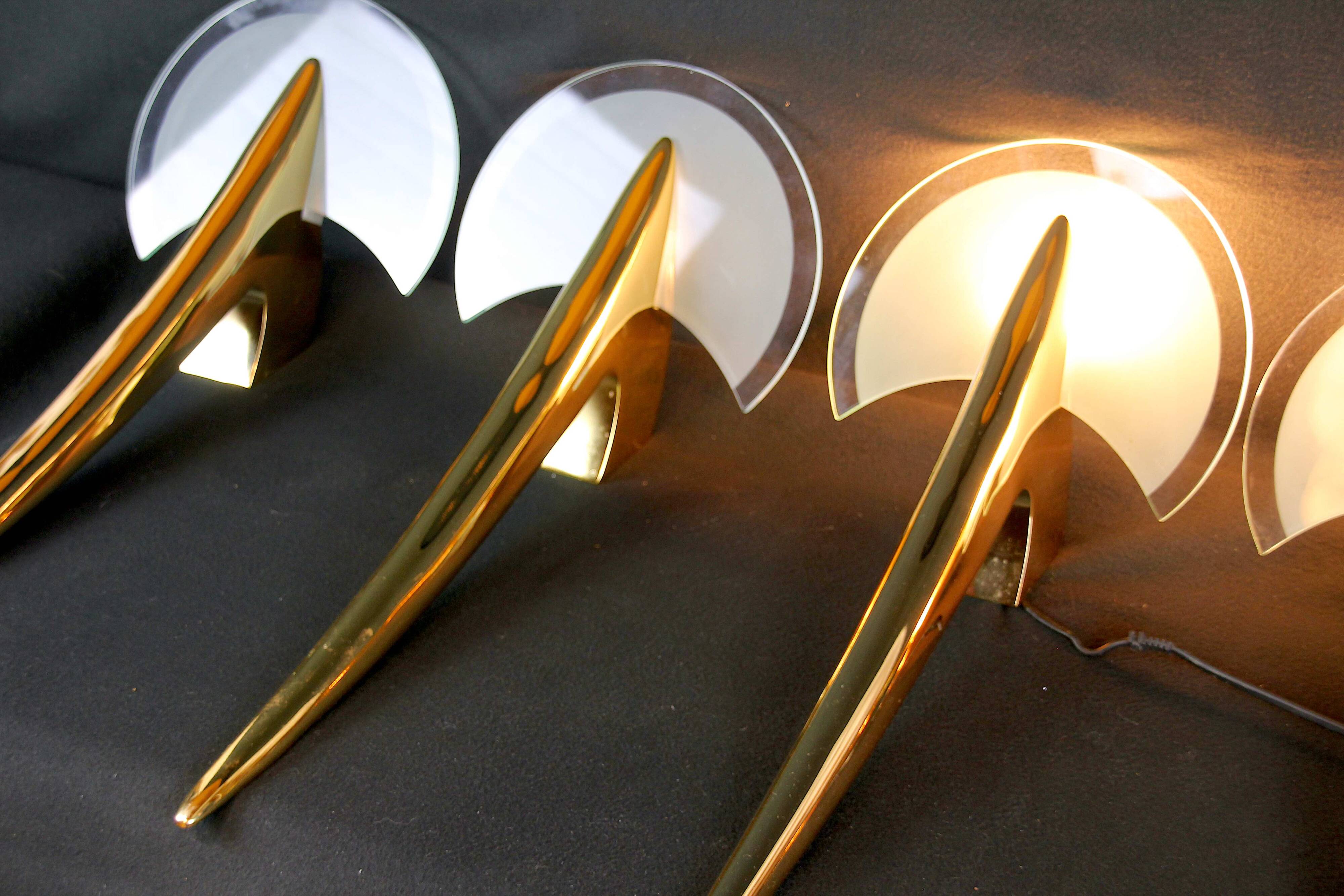Metalarte - TallerUno by Joan Auger, Large pair of metal and glass wall lights Spain