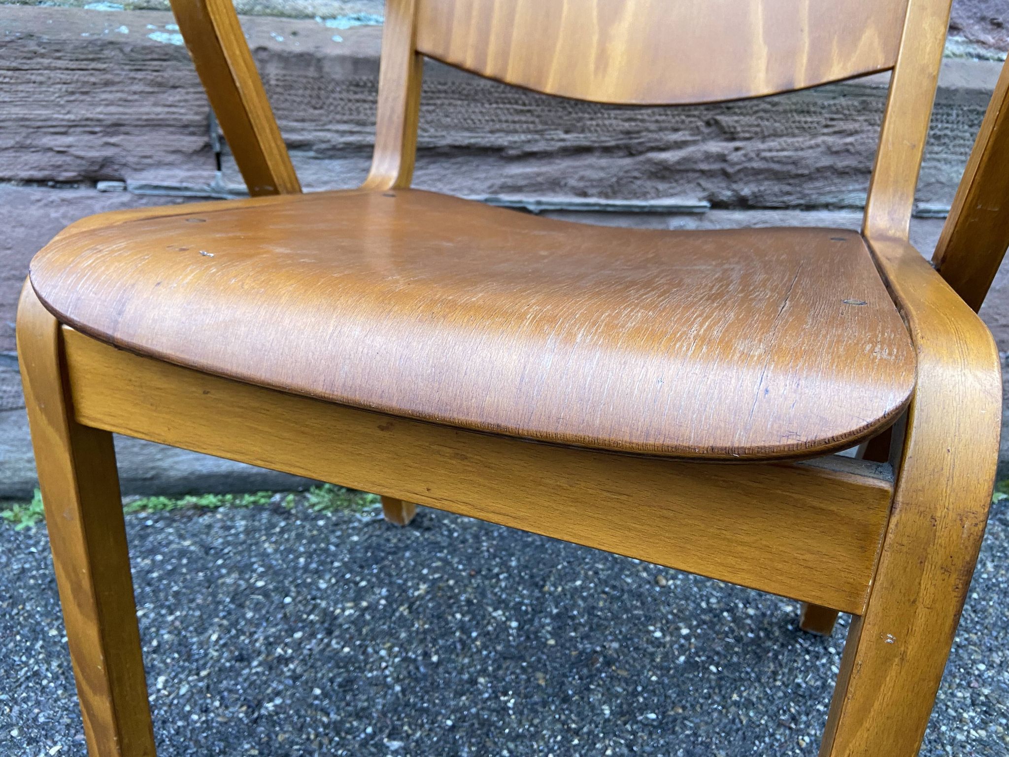 vintage Scandinavian wooden office armchair