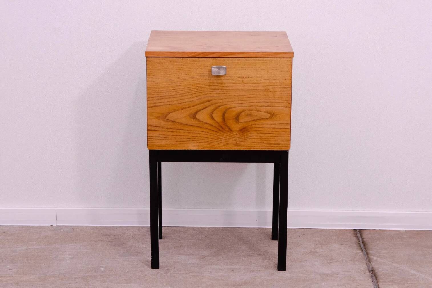 Mid-century bedside table by UP Závody, walnut nightstand with storage